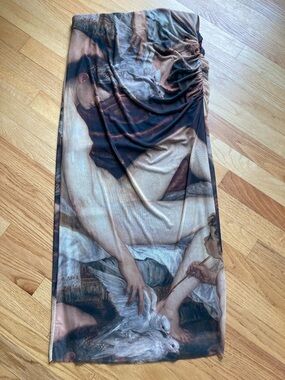 ZARA Sustris Venus & Love Art Print Mesh Midi Skirt